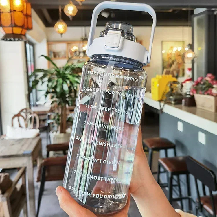 2L Water Bottle Large Capacity Plastic Straw Water Cup Drink Bottle